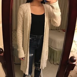 American Eagle Outfitters Cream Lace Back Cardigan